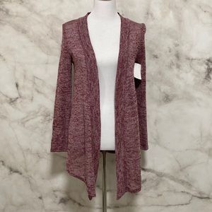 Olivia Pratt Marled Burgundy Open Front Cardigan